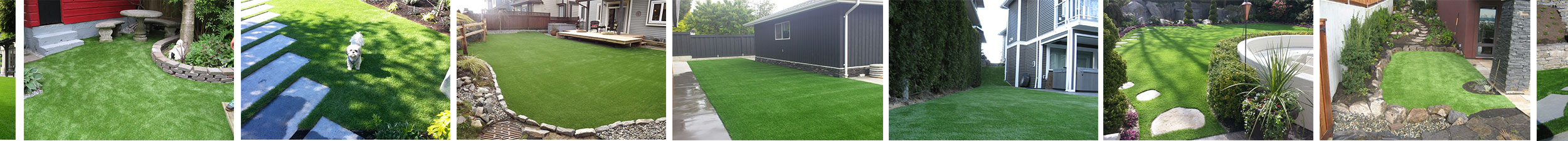 examples of artifiicial grass in residential backyards