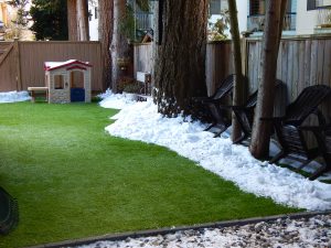 artificial grass melting snow in the winter