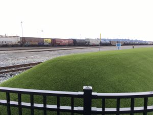 artificial grass used at cp rail yard in british columbia