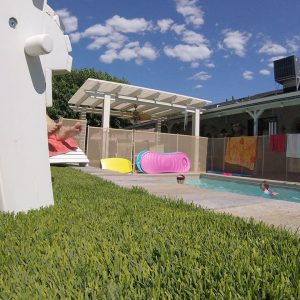 Artificial grass with pool