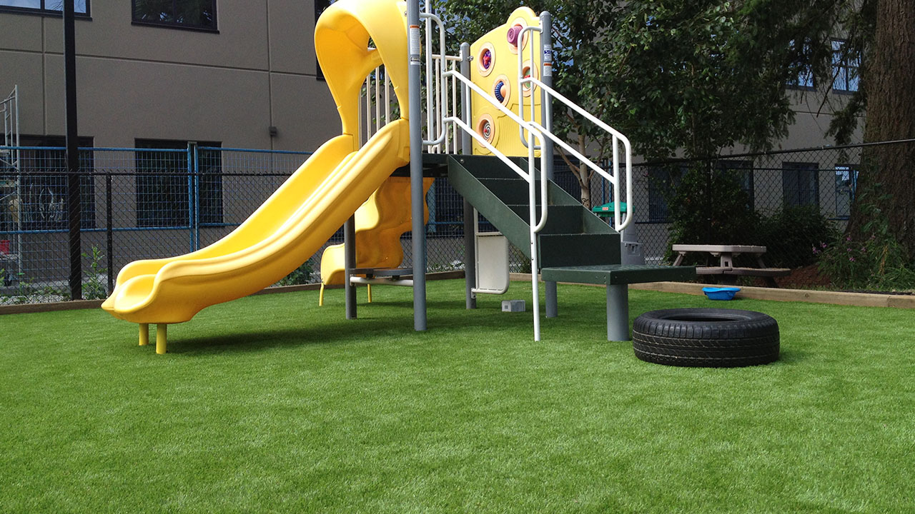 Artificial grass play area