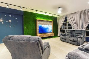 artificial grass used on wall inside of home