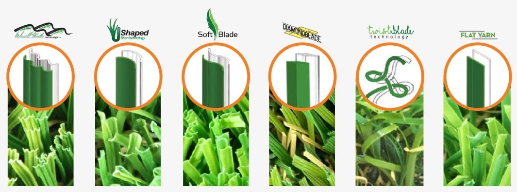 different blade shapes available for artificial grass