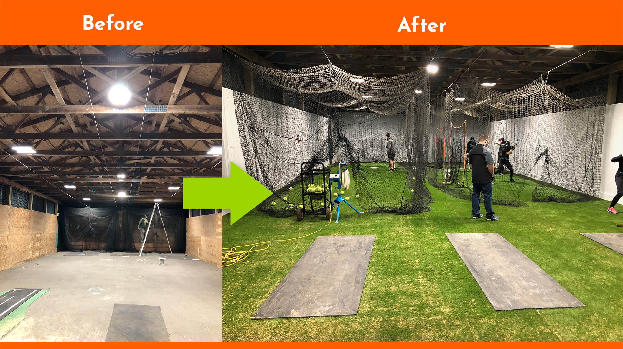 Bella Turf Artificial Grass for Sporting Systems— Batting Cage outfitted with Artificial Grass